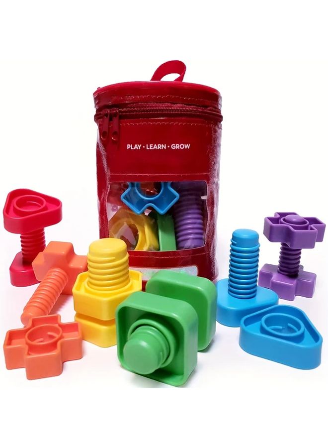 20pcs Fine Motor Skills Toys For Kids Nuts And Bolts Shapes Colors Matching Building Construction Game - Image 1